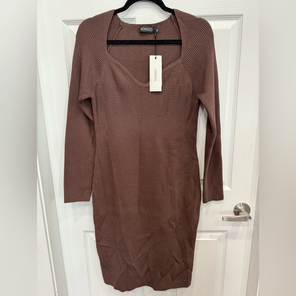 NWT Soaked in Luxury size Medium Brown Dress
